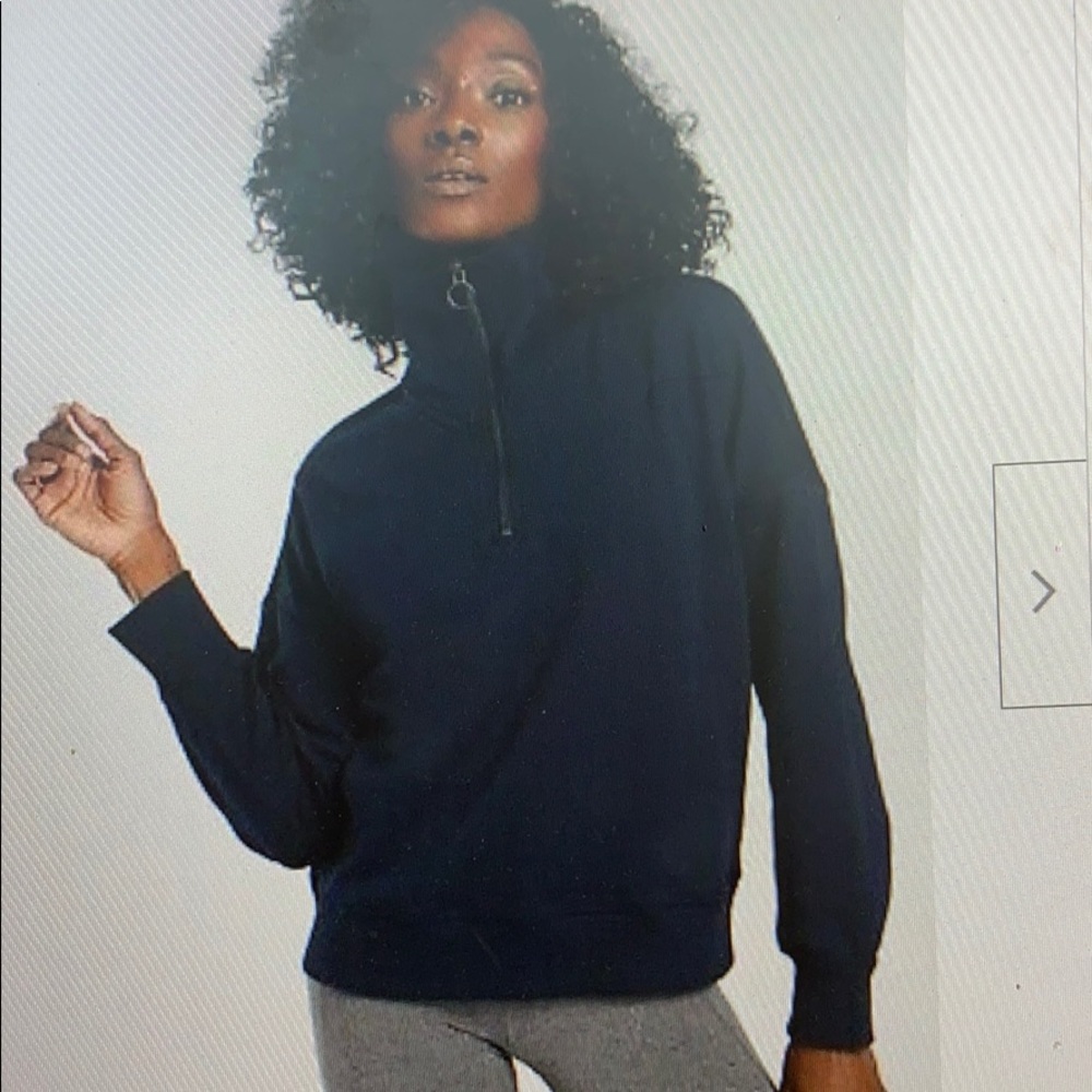 Athleta Cozy Karma 1/4 Zip Navy Small Tall